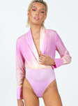 front view of model wearing Princess Polly Juliana Long Sleeve Bodysuit Multi Full Sleeves V-Neck 