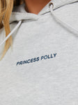 product Princess Polly Princess Polly Hooded Sweatshirt Bubble Text Grey Marle / Slate 