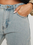 Front view of model wearing  front Princess Polly High Waisted  Crawford Jeans Light Wash