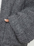 product Princess Polly Paisleigh Cable Knit Cardigan Charcoal Long 