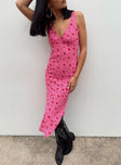 Front view of model wearing  front Princess Polly High Neck  Sariah Midi Dress Pink Floral