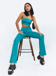 Front view of model wearing  front Princess Polly High Waisted Pants  Motel Zenovia Trouser Tailoring Azure Blue