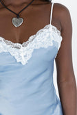 Front view of model wearing  front Princess Polly Sweetheart Neckline  Alexina Maxi Dress Blue