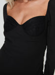 Softer Side Long Sleeve Mini Dress Black