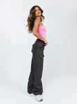 Front view of model wearing  front Princess Polly High Waisted Pants  Motel Blair Trouser Dark Grey