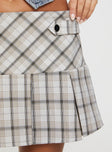 product Princess Polly Santaigo Pleat Mini Skirt Neutral Check Mini Skirts 