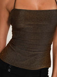 Puzzle Piece Tie Back Top Gold Shimmer