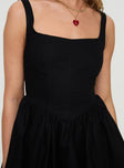 Alcott Bubble Hem Mini Dress Black