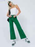 Front view of model wearing  front Princess Polly High Waisted  Nicolson Jean Green