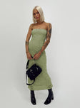 Front view of model wearing  front Princess Polly Crew Neck  Sakina Maxi Dress Green