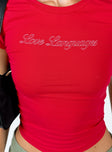 product Princess Polly Short Sleeves Square Neck  Love Language Tee Red