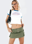 Front view of model wearing  front Iconic Cargo Mini Skirt Khaki Tall Princess Polly  Mini Skirts 