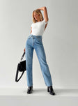 product Princess Polly High Waisted  Holly Asymmetric Straight Leg Jean Light Wash Denim