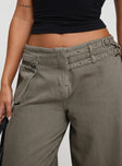 back view of model wearing Princess Polly Paltrow Cargo Pant Washed Brown Petite 