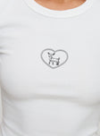 product Princess Polly Baseline Rib Tee Oh Deer White Short Sleeves Crew Neck 