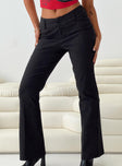 Front view of model wearing  front Princess Polly High Waisted Pants  Archette Pant Black Pinstripe