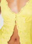 product Princess Polly Juliana Top Yellow Sleeveless V-Neck 