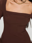 Valentin Long Sleeve Mini Dress Chocolate