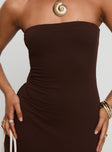 product Princess Polly Straight Neck  Bellaire Strapless Maxi Dress Brown