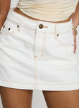 Nicolina Low Rise Denim Mini Skirt Ecru