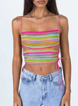 Front view of model wearing  front Princess Polly Sleeveless Square Neck  Sutton Top Multi