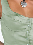 product Princess Polly Sleeveless Square Neck  Yeah The Pearls Top Sage