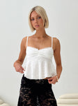 back view of model wearing Princess Polly Anwar Top White Sleeveless V-Neck 