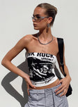 product Princess Polly Sleeveless Asymmetric Neckline  Punk Rock Strapless Top White