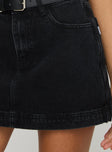 product Princess Polly Gazelle Denim Skort Washed Black High Waisted Shorts 