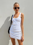 Front view of model wearing  front Princess Polly Scoop Neck  Jenni Mini Dress White