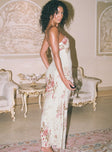 Front view of model wearing  front Princess Polly Asymmetric Neckline  Abeila Strapless Maxi Dress Pink Multi