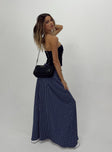 Front view of model wearing  front Janee Maxi Skirt Navy Princess Polly  Maxi 