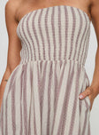 Kohana Strapless Maxi Dress Beige Stripe