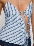 product Princess Polly Mariah Top Blue Stripe Sleeveless Plunger 