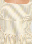 product Princess Polly Phillipson Mini Dress Beige Stripe Square Neck 