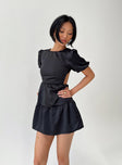 Front view of model wearing  front Princess Polly High Neck  Capone Mini Dress Black