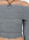 product Morley Off Shoulder Sweater Grey Marle Princess Polly  Long 