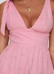 front view of model wearing Princess Polly Galvis Mini Dress Pink Plunger 