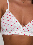 Slumber Pointelle Sleep Bralette White / Red