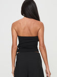 back view of model wearing Princess Polly Miles Away Strapless Top Black Sleeveless straight 