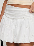 Bubble Broderie Mini Skirt White