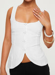 front view of model wearing Princess Polly Spirito Vest Top White Sleeveless Square Neck 