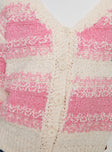 Home Alone Knit Cardigan Pink / White