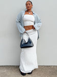 Front view of model wearing  front Berkshire Low Rise Maxi Skirt White Princess Polly  Midi Skirts 