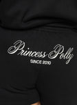 product Princess Polly Princess Polly Track Shorts Cursive Text Black Sand Curve High Waisted Shorts 