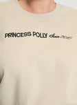 product Princess Polly Princess Polly Crew Neck Sweatshirt Block / Cursive Text Stone Curve regular regular 