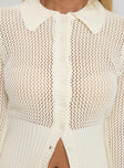 product Princess Polly Ethanne Knit Cardigan Cream Cropped 