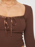 Shakam Long Sleeve Top Brown