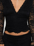 Morgynne Lace V Neck Set Black