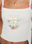 product Princess Polly Kewpie Butterflies & Roses Top Cream Sleeveless Square Neck 